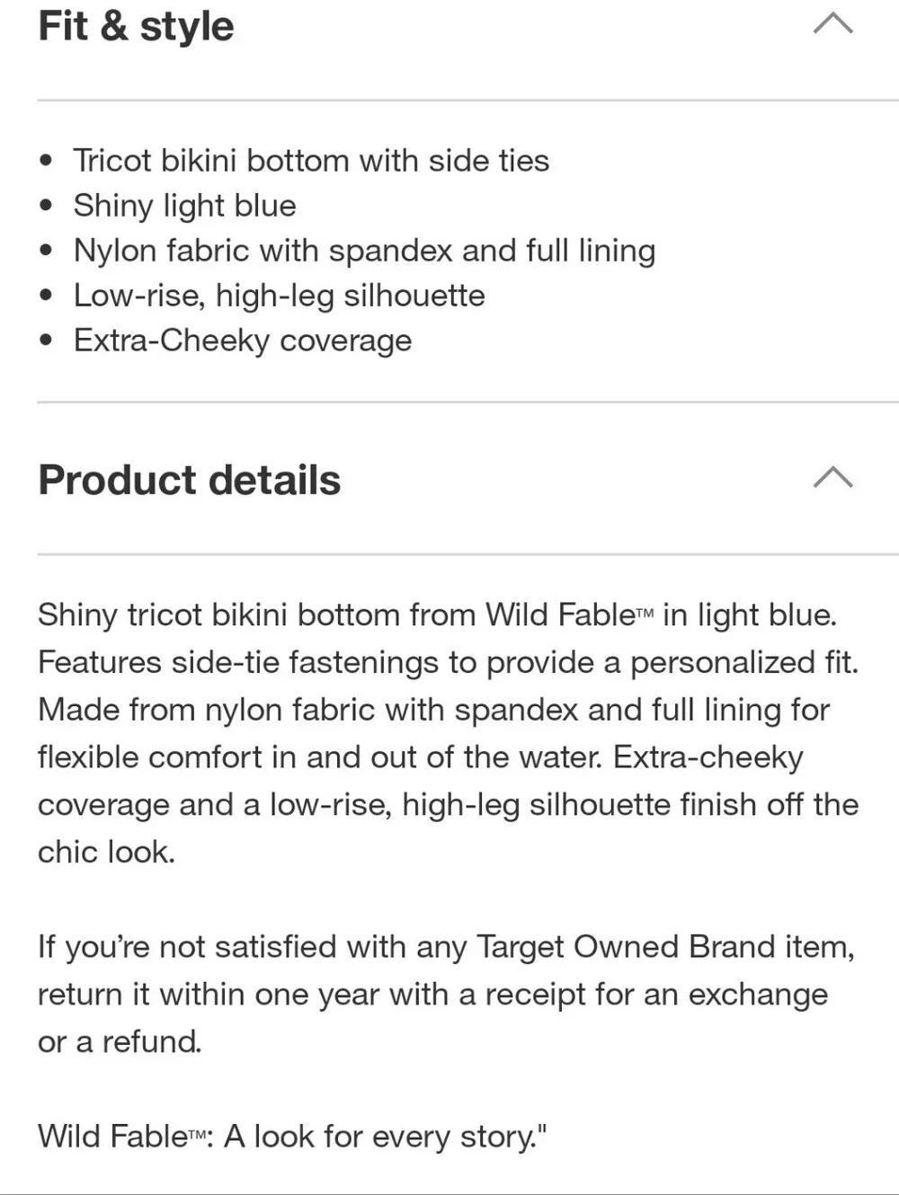 NWT Wild Fable 2 Piece Shiny Blue Bikini Set- XL /16